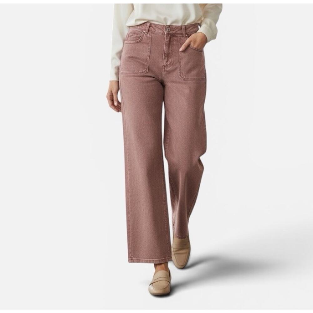 Bella Dahl Pants Womens 26 Brown Lola Two Pocket Wide Leg High Rise Boho Beach